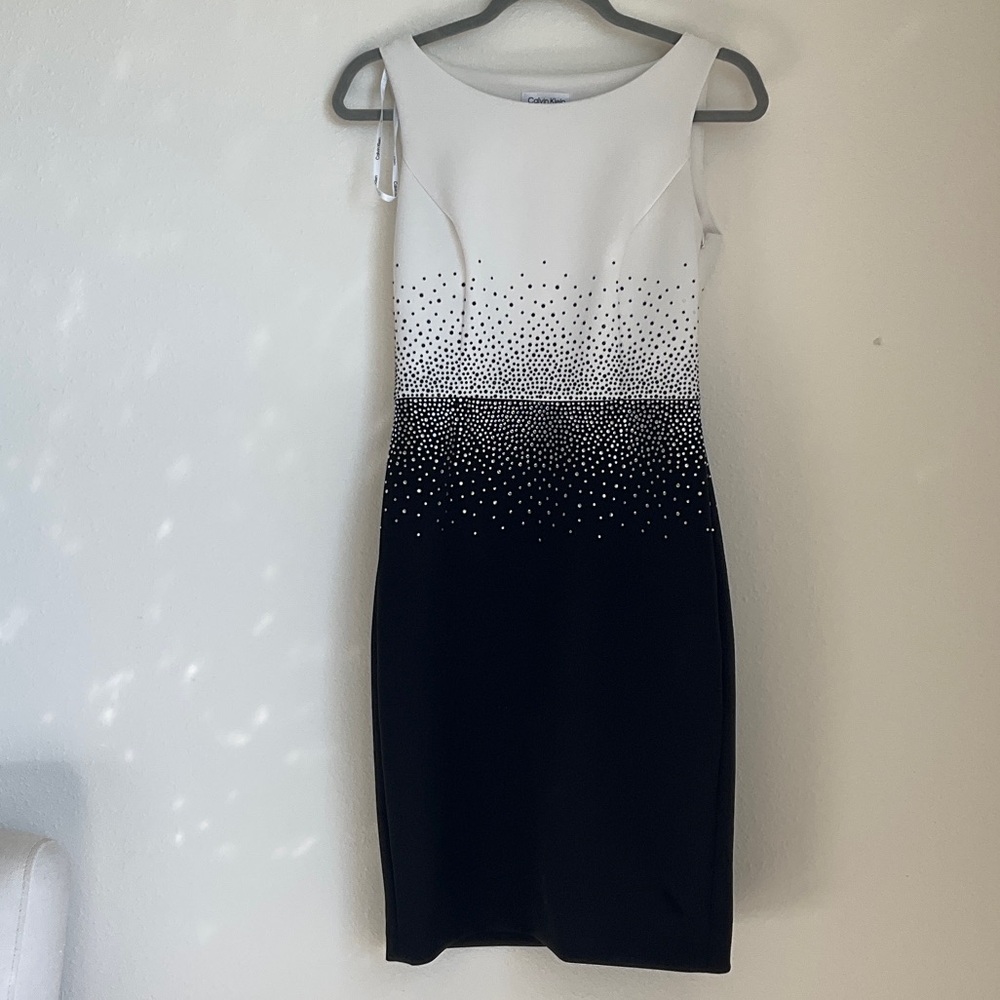 Calvin Klein Black and White Midi Dress